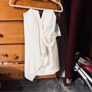 Strapless white mini dress